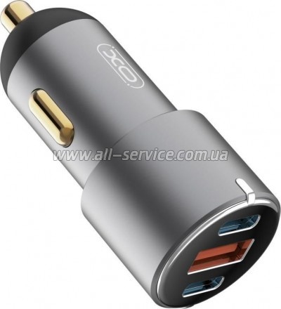 �������� ������� XO CC45 1 USB QC 3.0 + 2 Type-C PD 60W Black (XO-CC45-BK)