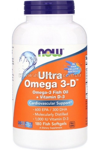   Now Foods   3   D, Ultra Omega 3-D, 180   (NOW-01664)