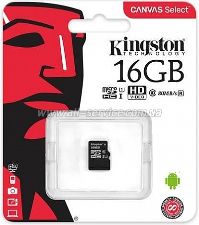   16GB Kingston microSDHC C10 UHS-I (SDCS/16GBSP)