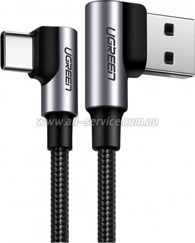 ���� ������ USB 2.0 AM to USB-C 3.0m 3A 90� corner US176 black Ugreen (70875)