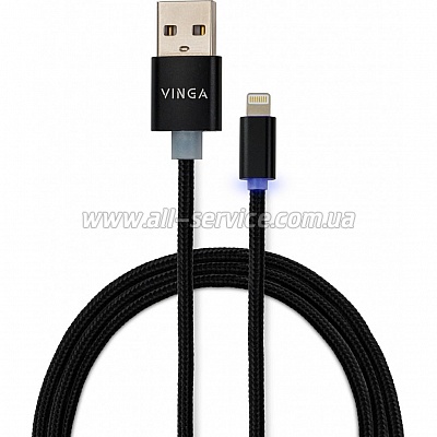   USB 2.0 AM to Lightning 1m LED black Vinga (VCPDCLLED1BK)