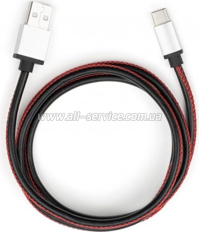 ���� ������ USB 2.0 AM to USB-C 1.0m pu leather black Vinga (VCPDCTCLS1BK)