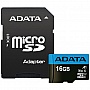   16GB ADATA microSDHC C10 UHS-I A1 + SD  (AUSDH16GUICL10A1-RA1)