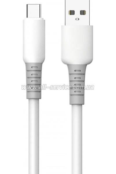 ���� ������ USB 2.0 AM to USB-C 1.0m 3A liquid silicone white ColorWay (CW-CBUC093-WT)