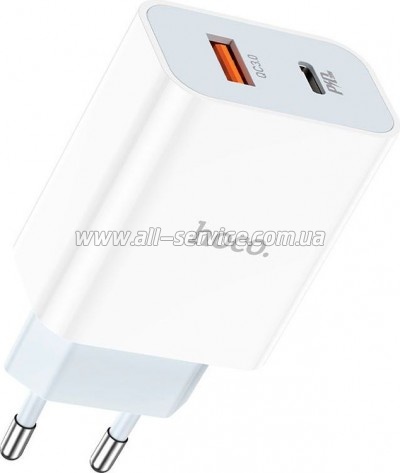 �������� ������� HOCO C97A 1xUSB-C PD 20W + 1xUSB QC3.0 White (6931474766076)