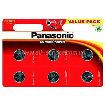  Panasonic CR 2032 Lithium * 6 (CR-2032EL/6B)