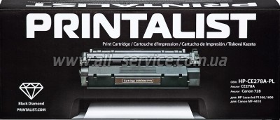 Картридж PRINTALIST HP LJ P1566/ 1606/ Canon MF-4410 аналог CE278A/ Canon 728 (HP-CE278A-PL) Картридж PRINTALIST HP LJ P1566/ 1606/ Canon MF-4410 аналог CE278A/ Canon 728 (HP-CE278A-PL)