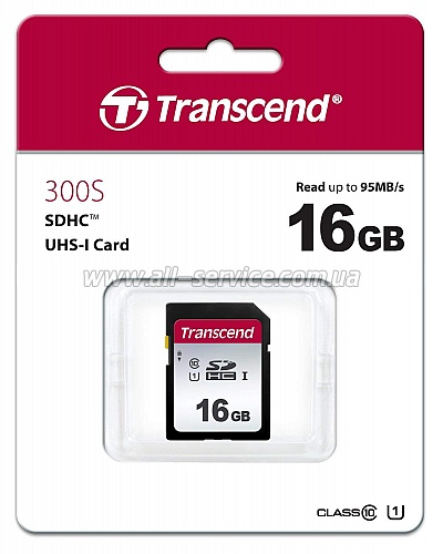   16GB TRANSCEND SDHC 300S UHS-I U1 (TS16GSDC300S)