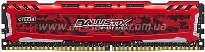  8GB*2  Micron Crucial Ballistix Sport DDR4 2400 KIT, Red, SR (BLS2K8G4D240FSEK)