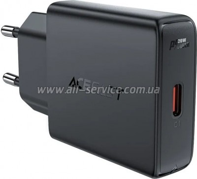 Зарядний пристрій Acefast A65 USB-C PD 20W GaN ultra-thin Black (6974316282686) Зарядний пристрій Acefast A65 USB-C PD 20W GaN ultra-thin Black (6974316282686)