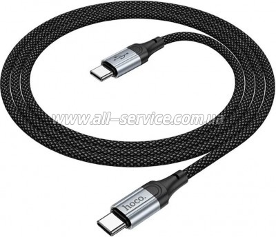 ���� ������ USB-C to USB-C 1.0m 3A nylon X102 black HOCO (6942007608787)