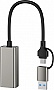 ������� USB-C + USB A to RJ45 Ethernet 100Mbps XO (HUB018.black)