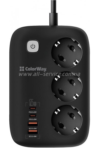 ������� ������ ColorWay CW-CHE34PDB 3 ���/ 4USB GaN3 Pro (CW-CHE34PDB)