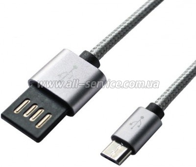 Дата кабель USB 2.0 AM to Micro 5P 1.0m Grey/Black Grand-X (FM02) Дата кабель USB 2.0 AM to Micro 5P 1.0m Grey/Black Grand-X (FM02)