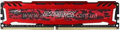  Micron Crucial DDR4 2400 8GB Ballistix Sport, Red,  Retail (BLS8G4D240FSE)