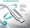 ���� ������ USB 2.0 AM to USB-C 2.0m 3A zinc alloy braided white ColorWay (CW-CBUC099-WT)