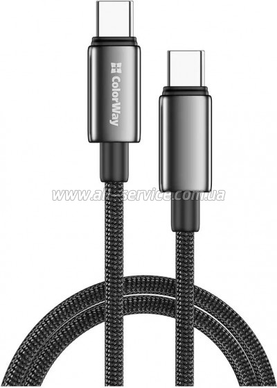 ���� ������ USB-C to USB-C 1.0m 5A 100W zinc alloy braided black ColorWay (CW-CBPDCC098-BK)