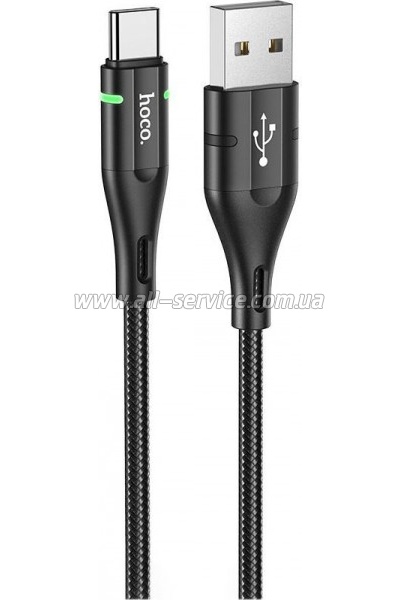 ���� ������ USB 2.0 AM to USB-C 1.2m 3A nylon U93 black HOCO (6931474732170)