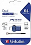 Флешка Verbatim 64GB Dual USB Drive USB 3.0/Type-C (49967) Флешка Verbatim 64GB Dual USB Drive USB 3.0/Type-C (49967)