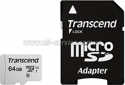   TRANSCEND microSDXC 300S 64GB UHS-I U1 +  (TS64GUSD300S-A)