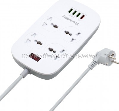 ������� ������ �olorWay 4 �������/ 4USB 1QC3.0 + 3 AUTO ID White 1.8M (CW-CHU44QW)