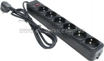 Сетевой фильтр Gembird 3м 6 розеток Black (SPG6-G-10B) Сетевой фильтр Gembird 3м 6 розеток Black (SPG6-G-10B)