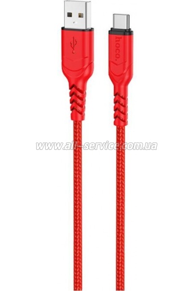 ���� ������ USB 2.0 AM to USB-C 1.0m 3A nylon X59 red HOCO (6931474744937)