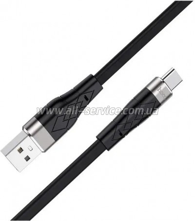 ���� ������ USB 2.0 AM to USB-C 1.0m 3A silicone X53 black HOCO (6931474738097)