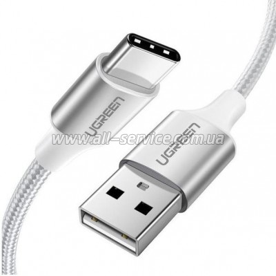���� ������ USB 2.0 AM to Type-C 1.0m US288 Aluminum Braid White Ugreen (60131)