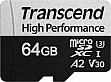   64GB Transcend microSDXC UHS-I U3 V30 A2 + SD  (TS64GUSD340S)