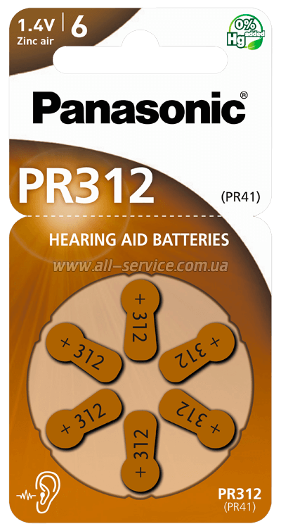     Panasonic ZA-312 / 6BL, Zinc Air (PR-312/6LB)